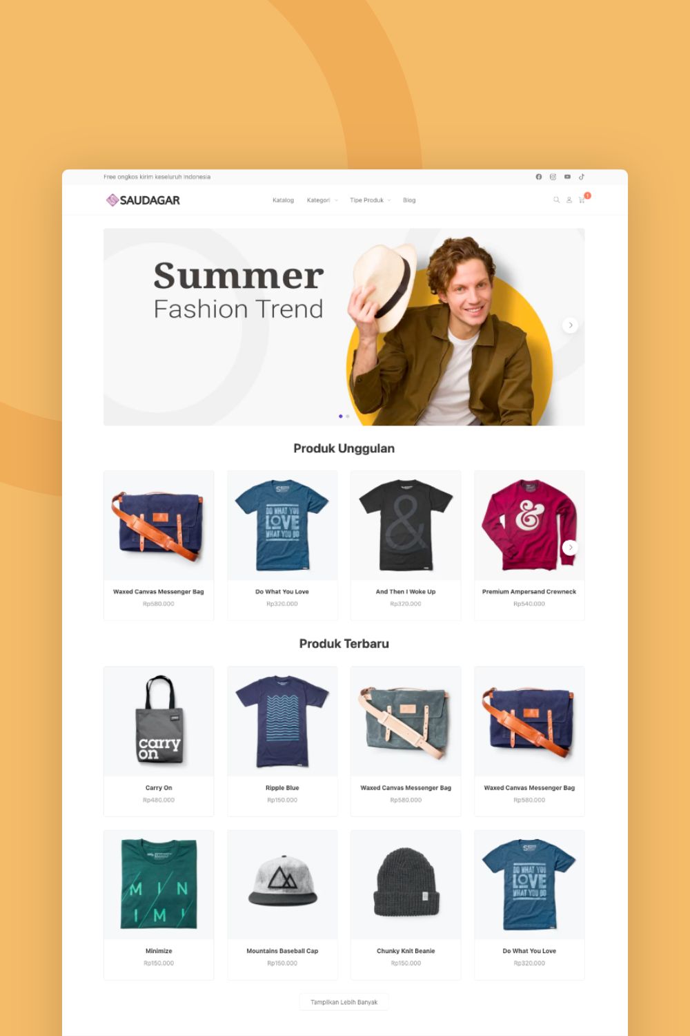Gambar produk baru dengan desain modern di landing page ecommerce