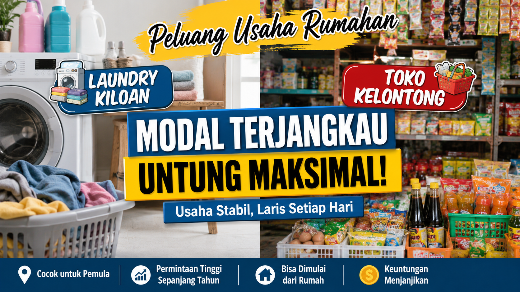 Peluang Usaha Rumahan: Laundry Kiloan dan Toko Kelontong