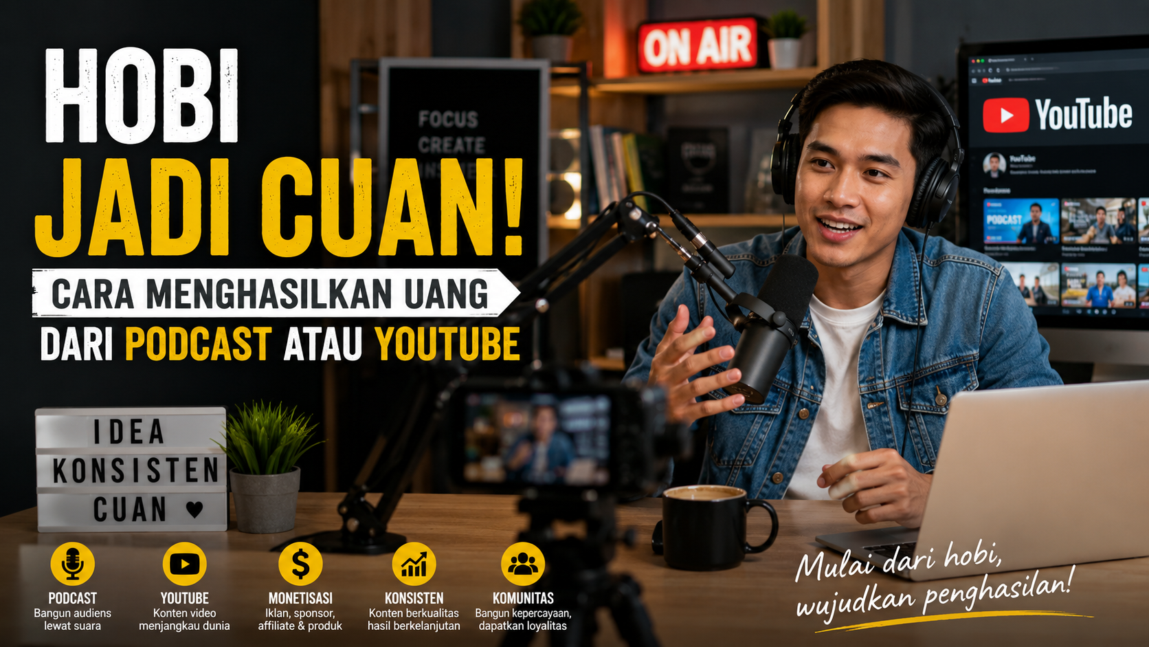 menghasilkan uang dari podcast atau YouTube