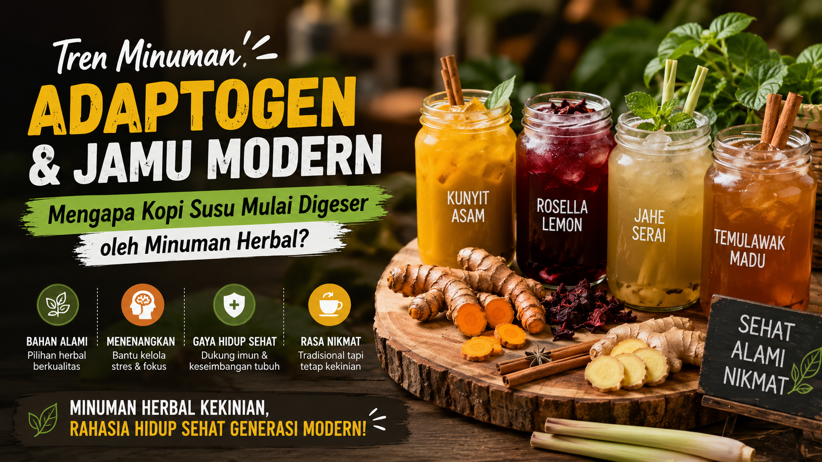 Minuman Adaptogen dan Jamu Modern