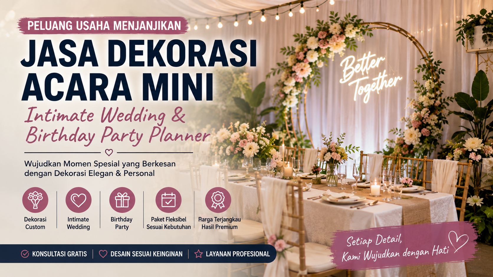 Peluang Jasa Dekorasi Acara Mini: Bisnis Intimate Wedding dan Birthday Party Planner