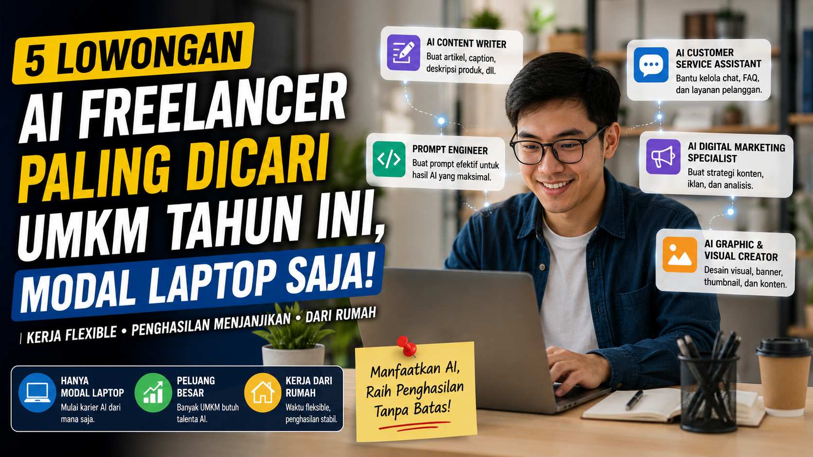 5 Lowongan AI Freelancer Paling Dicari UMKM Tahun Ini, Modal Laptop Saja!