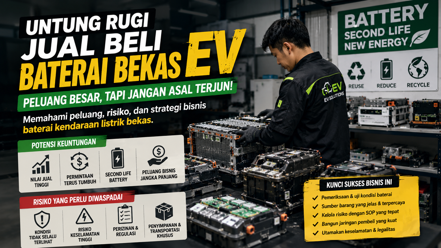 jual beli baterai bekas EV