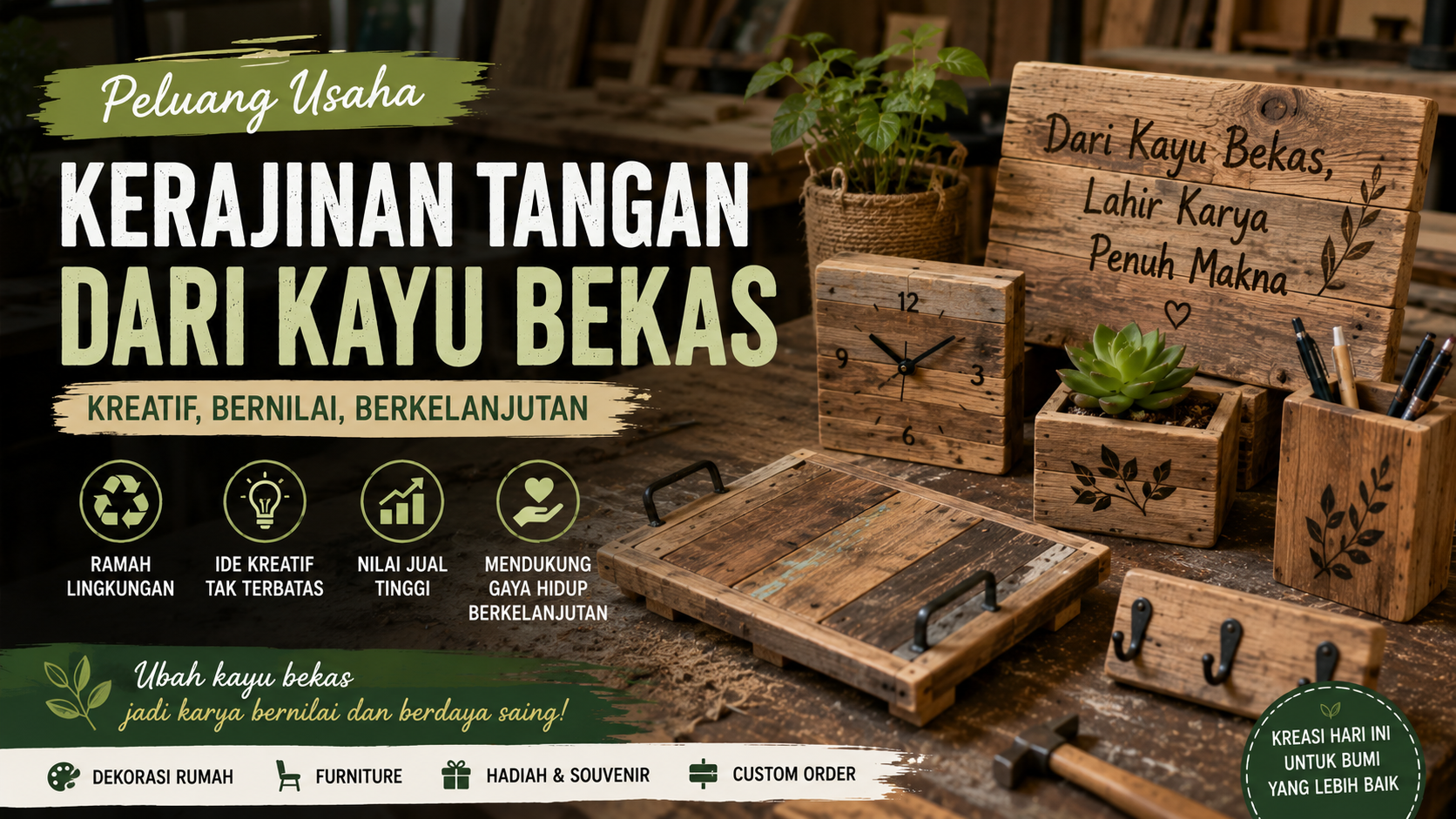 kerajinan tangan dari kayu bekas