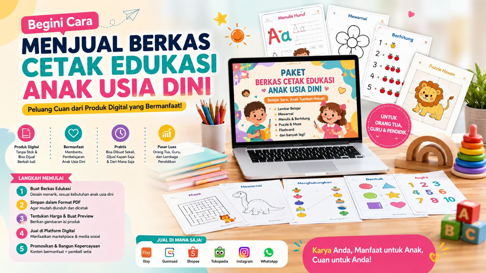 Cuan dari Rumah! Begini Cara Menjual Berkas Cetak Edukasi Anak Usia Dini