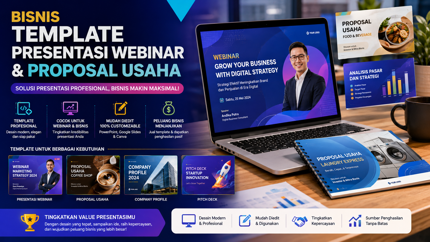 bisnis template presentasi digital