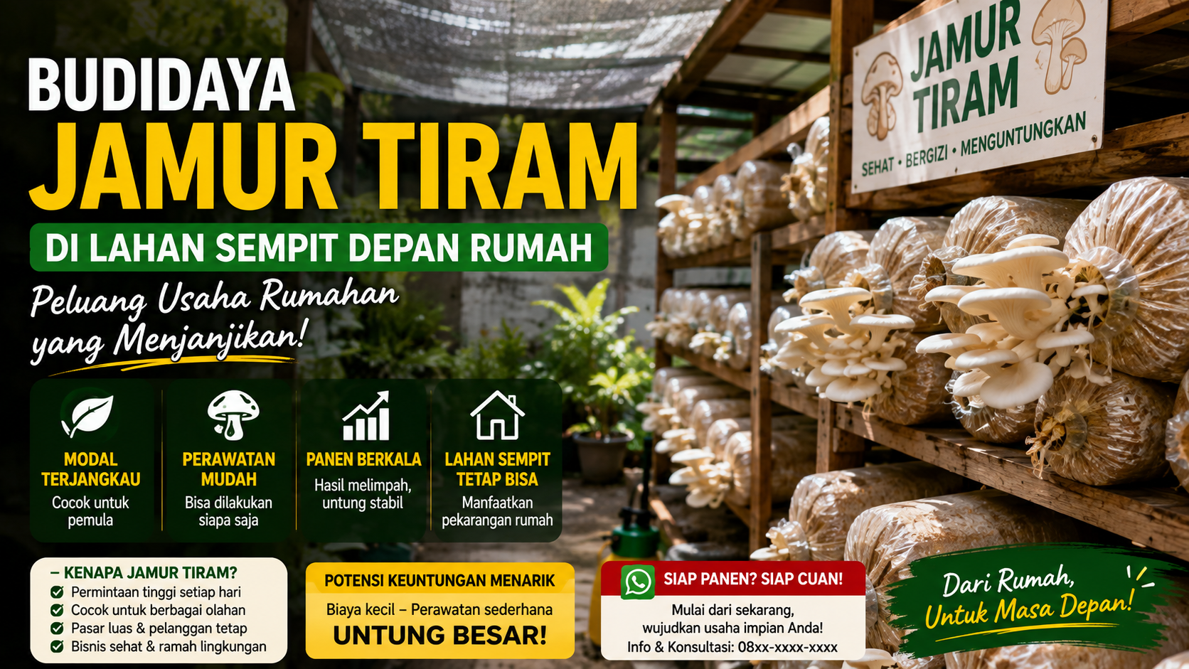 budidaya jamur tiram di lahan sempit