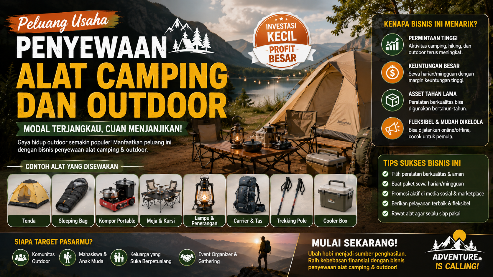 bisnis sewa alat camping