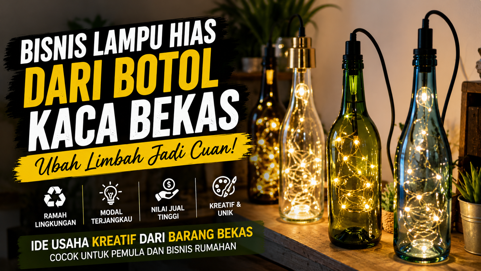 lampu hias dari botol kaca bekas