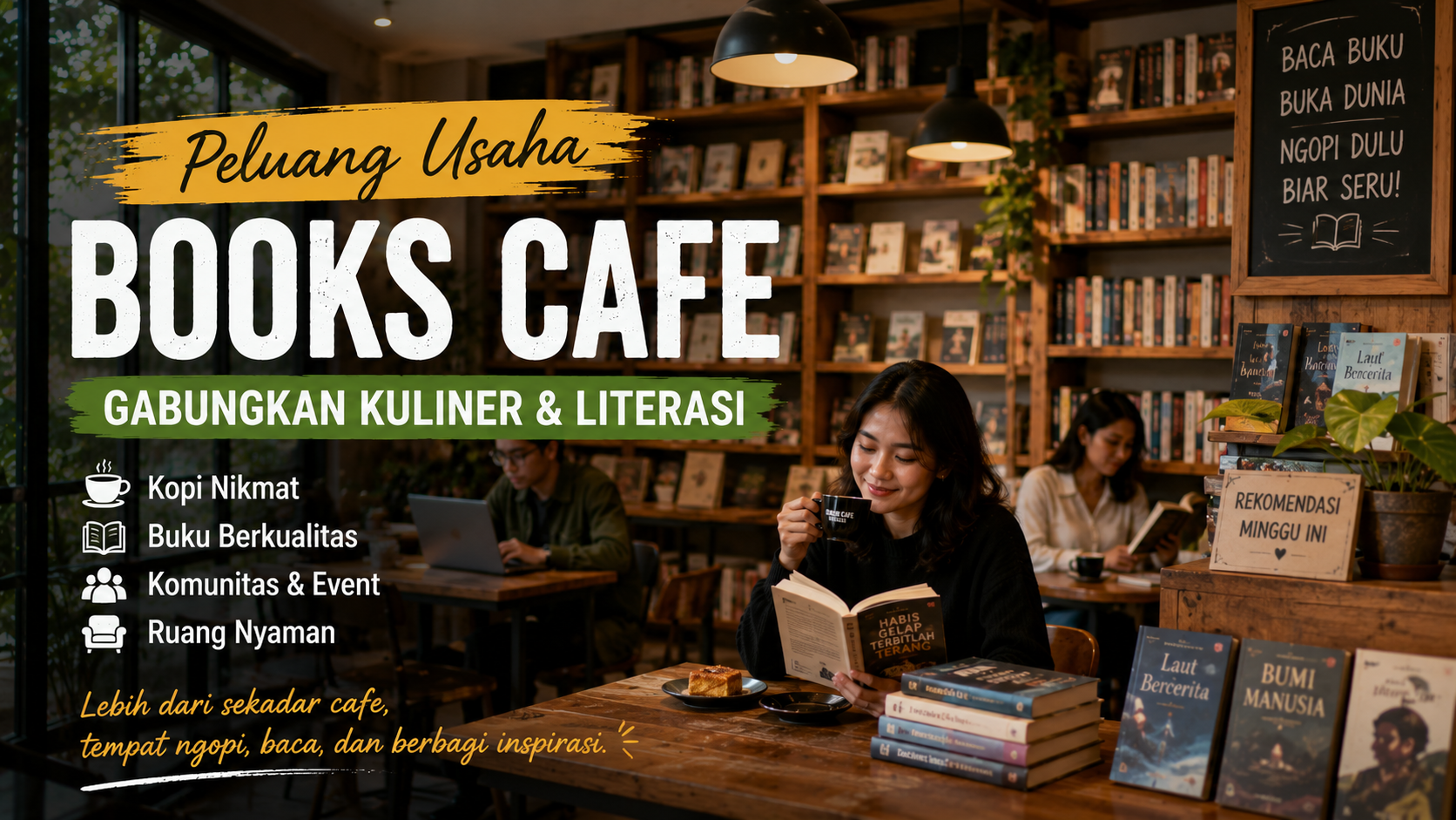 Buka Books Cafe? Ini Strategi Menggabungkan Bisnis Kuliner dan Komunitas Baca
