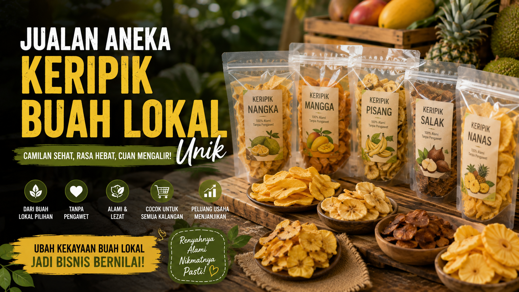 jualan aneka keripik buah lokal unik