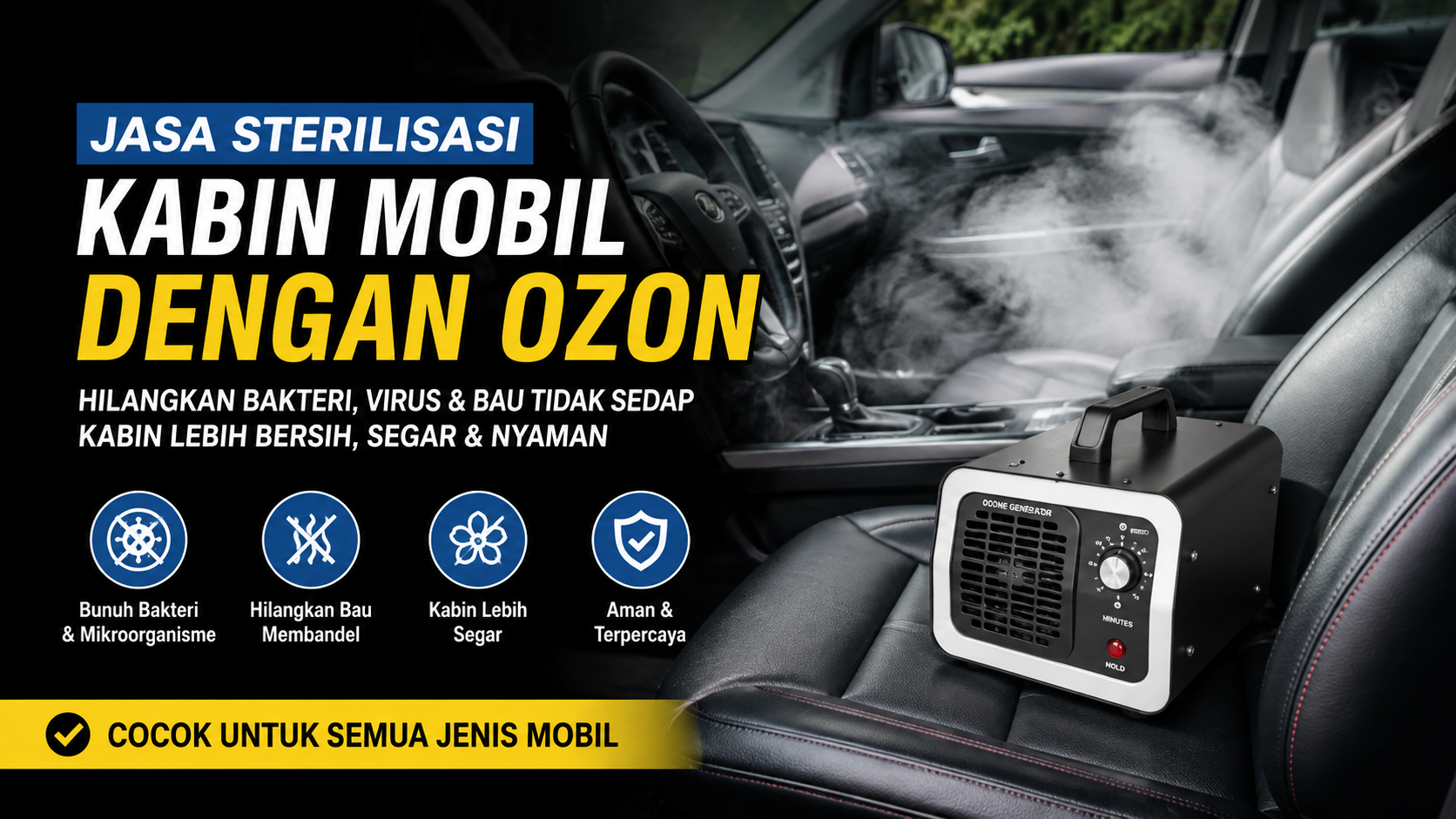 jasa sterilisasi kabin mobil dengan ozon