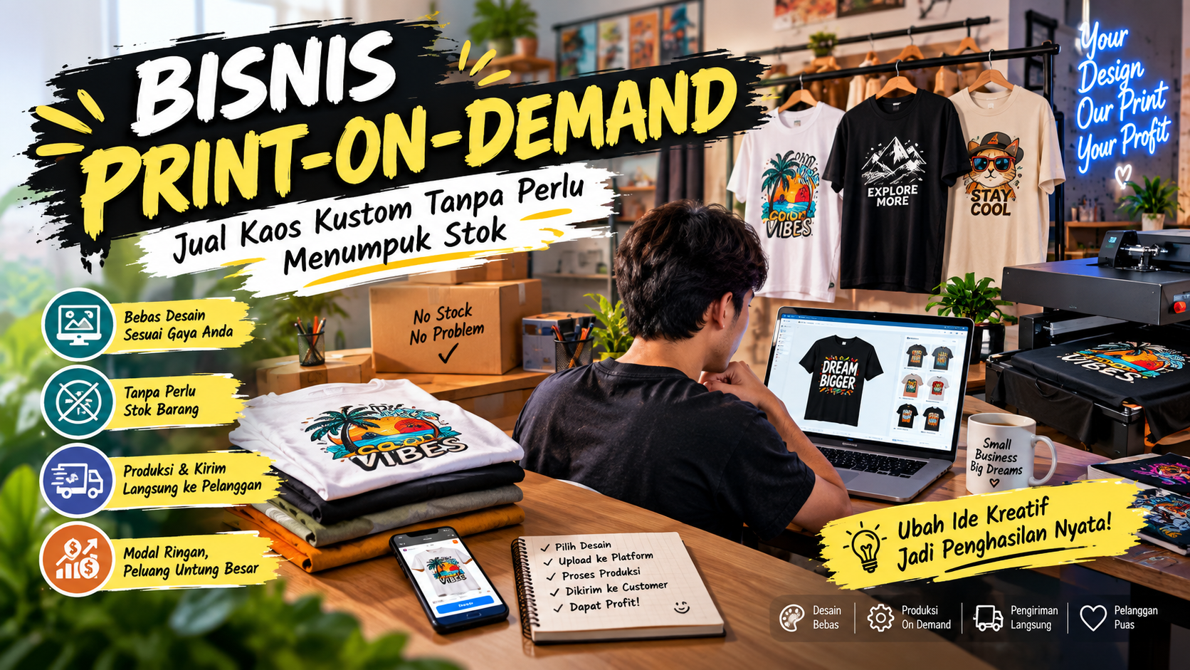 Jual Produk Kustom Tanpa Stok? Ini Peluang Bisnis Print-on-Demand