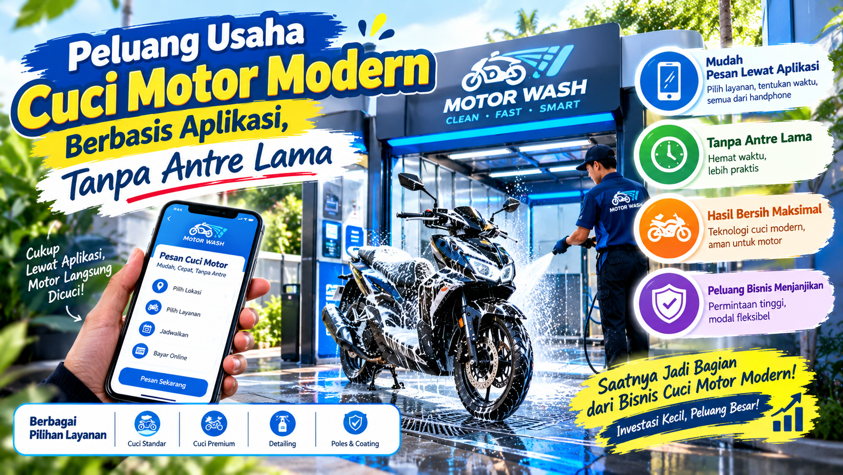 usaha cuci motor berbasis aplikasi