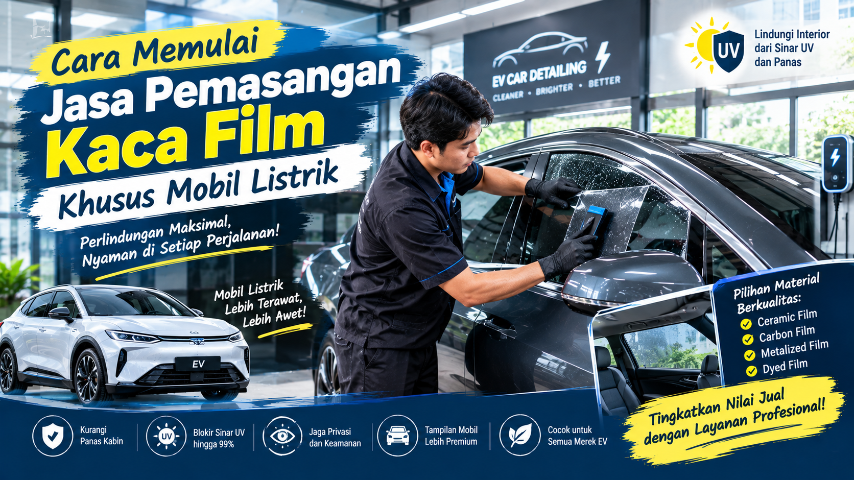 jasa kaca film mobil listrik