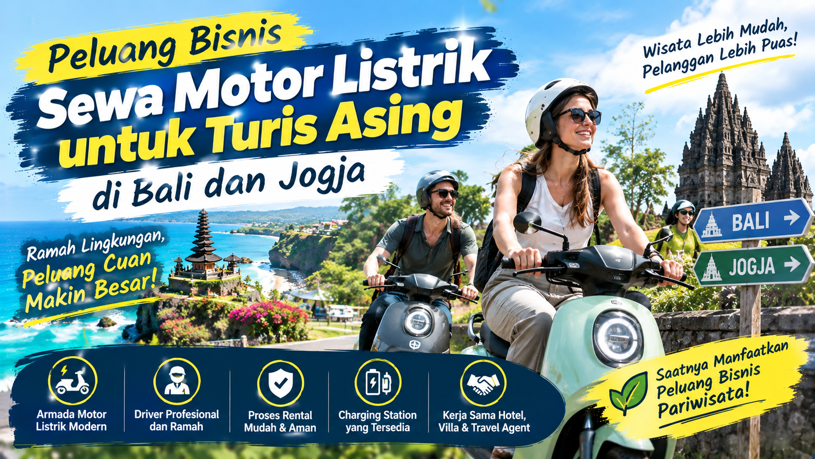sewa motor listrik untuk turis asing